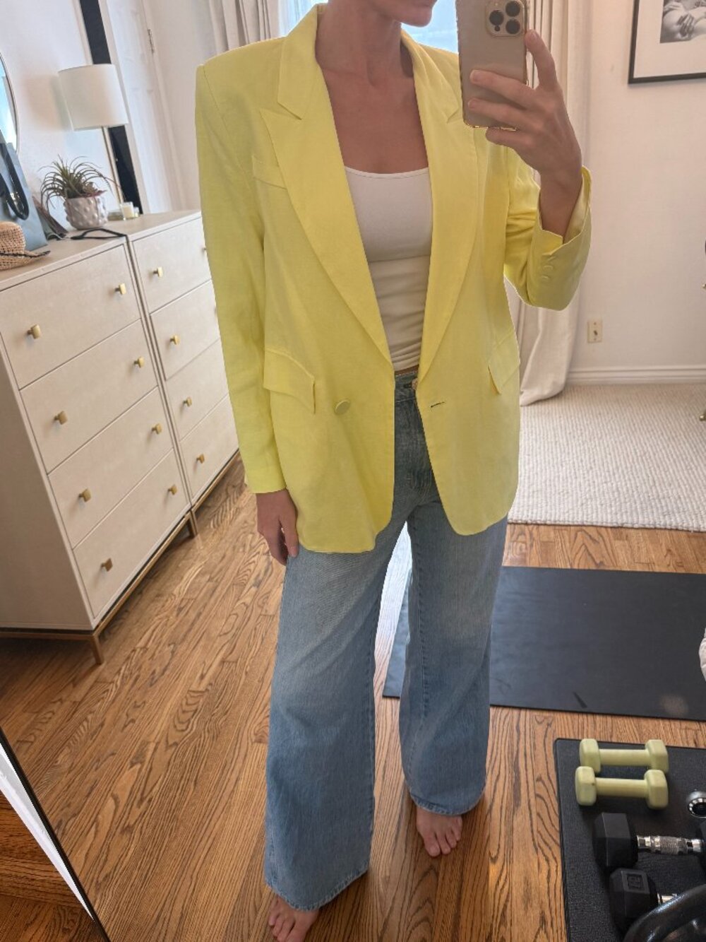 Bardot Lemon Yellow Linen Blazer — Size US 10 / L